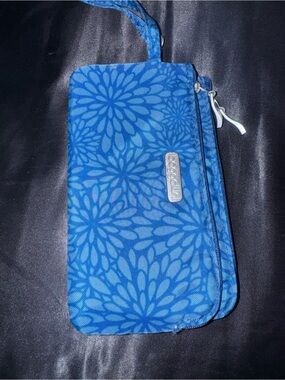 Baggallini Navy Floral-Print Wristlet with Gold Accents